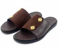 Sandales soft Tchin ST Marron double ornement doré