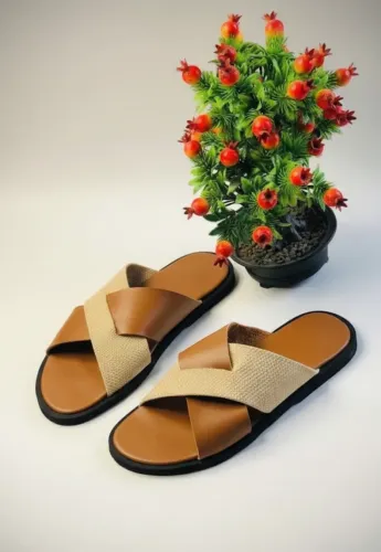 Sandales soft Tchin ST Marron et Marron clair double bandes bandes