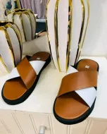 Sandales soft Tchin ST Decontract Croisé Marron et blanc