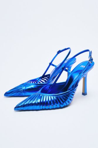 Chaussures ZARA métallisées à talons et brides arrière